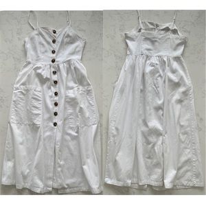 Forever 21 White Buttoned Midi Dress
